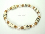 White Pearl with Batik Tube Bracelet