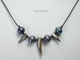 Pearls for Men - Black Pearl with Shells Necklace