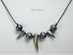 Black Pearl with Shells Necklace