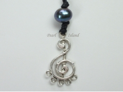 Black Pearl with Musical Clef Necklace