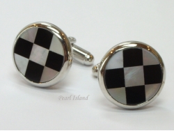 Mother of Pearl - Black & White Round Cufflinks