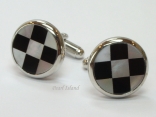 Mother of Pearl - Black & White Round Cufflinks