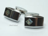 Mother of Pearl - Greenish & Black Rectangular Cufflinks